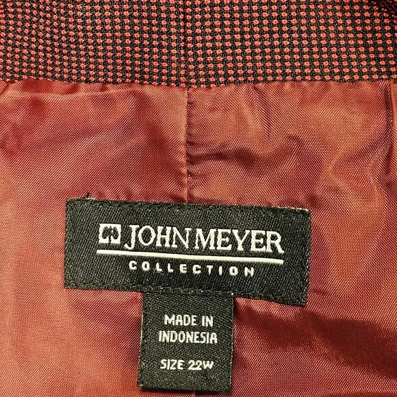 John Meyer Skirt Suit Womens 22w Red Black Geometric Lined Pencil Career Busines