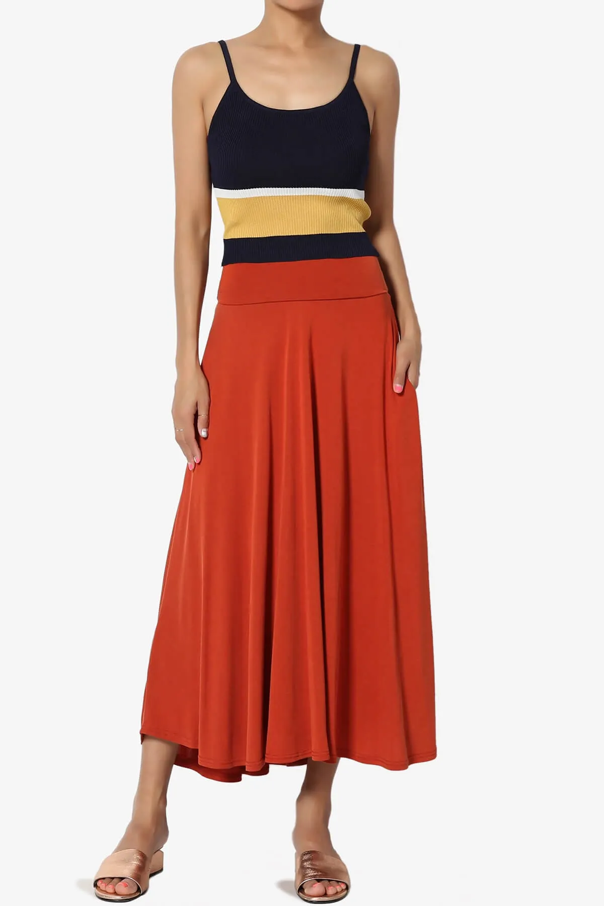 Jubilant Pocket Swing Midi Skirt