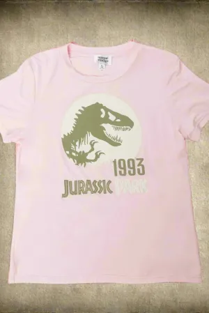 Jurassic Park x Unique Vintage Light Pink Jurassic Park 93 Fitted Tee
