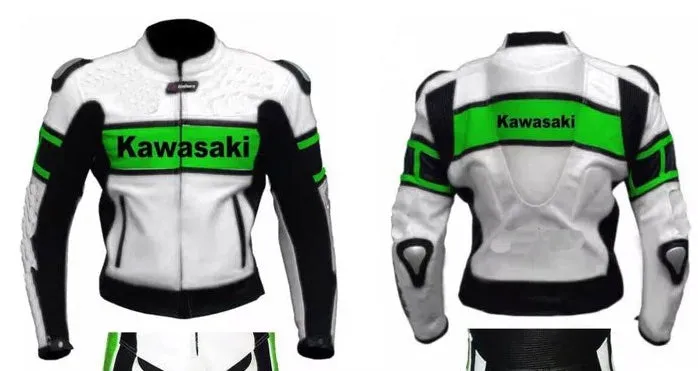 KAWASAKI NEW WOMEN LEATHER RACING JACKET CE APPROVED PROTECTION