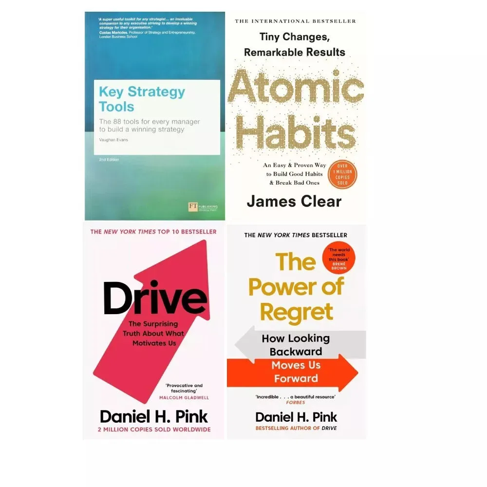 Key Strategy Tools, Atomic Habits James Clear, Power of Regret, Drive 4 Books Set