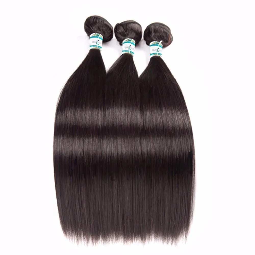 Lakihair 8A Brazilian Virgin Human Hair Straight Hair 3 Bundles With 13x4 Lace Frontal Pre Plucked
