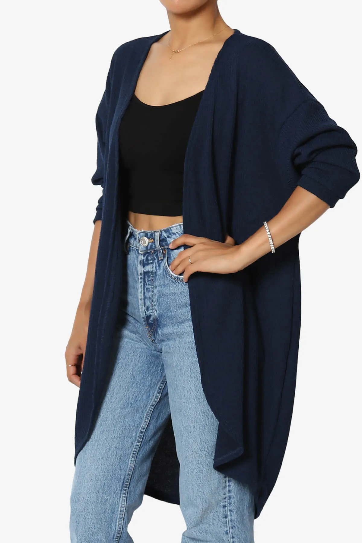 Lexa Ribbed Knit Open Front Cardigan
