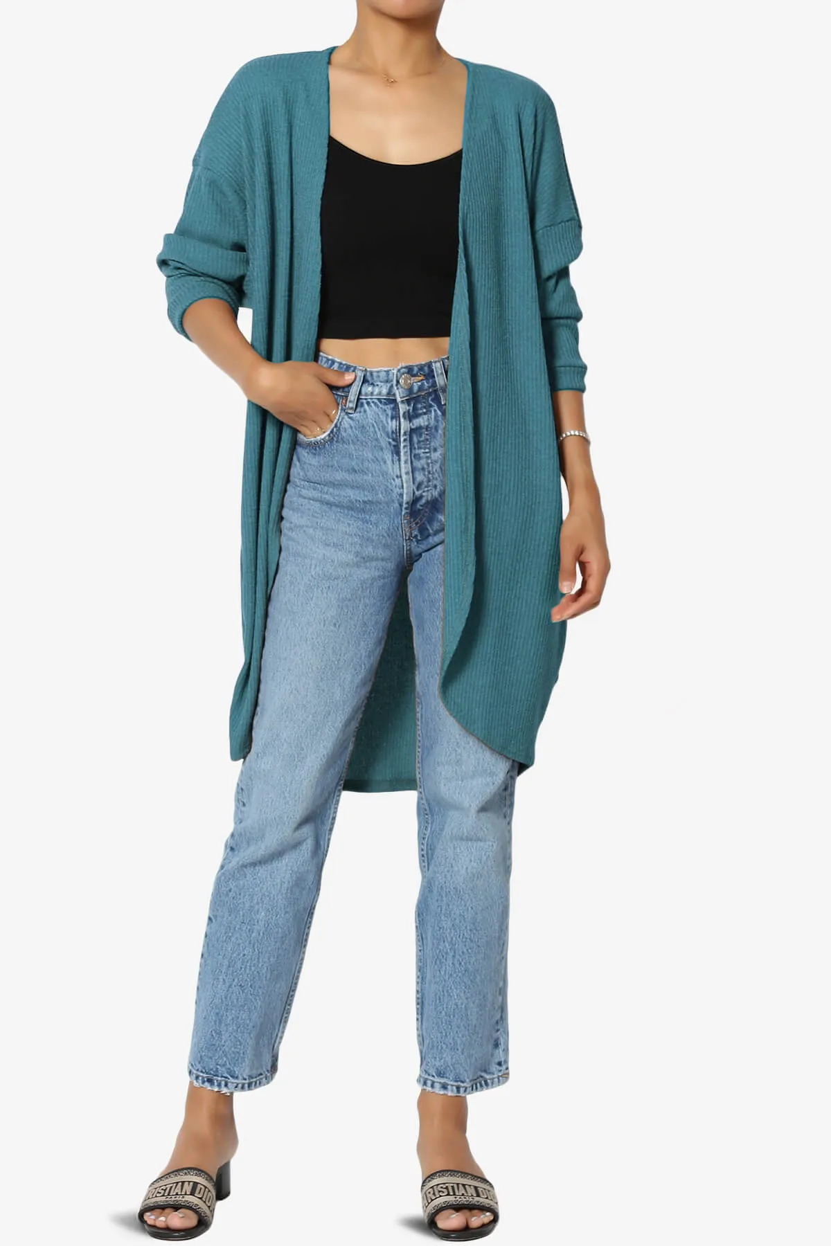Lexa Ribbed Knit Open Front Cardigan