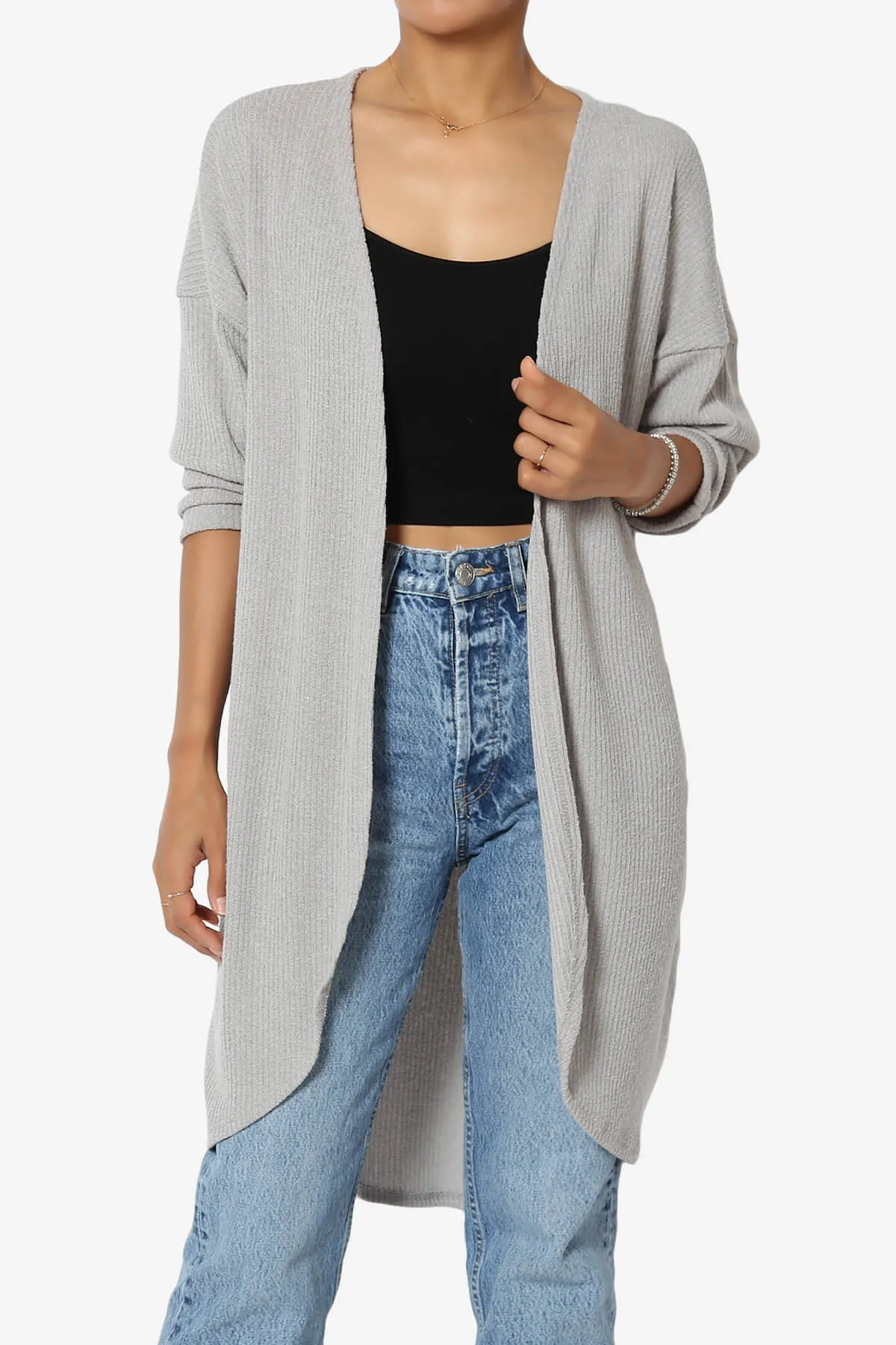 Lexa Ribbed Knit Open Front Cardigan