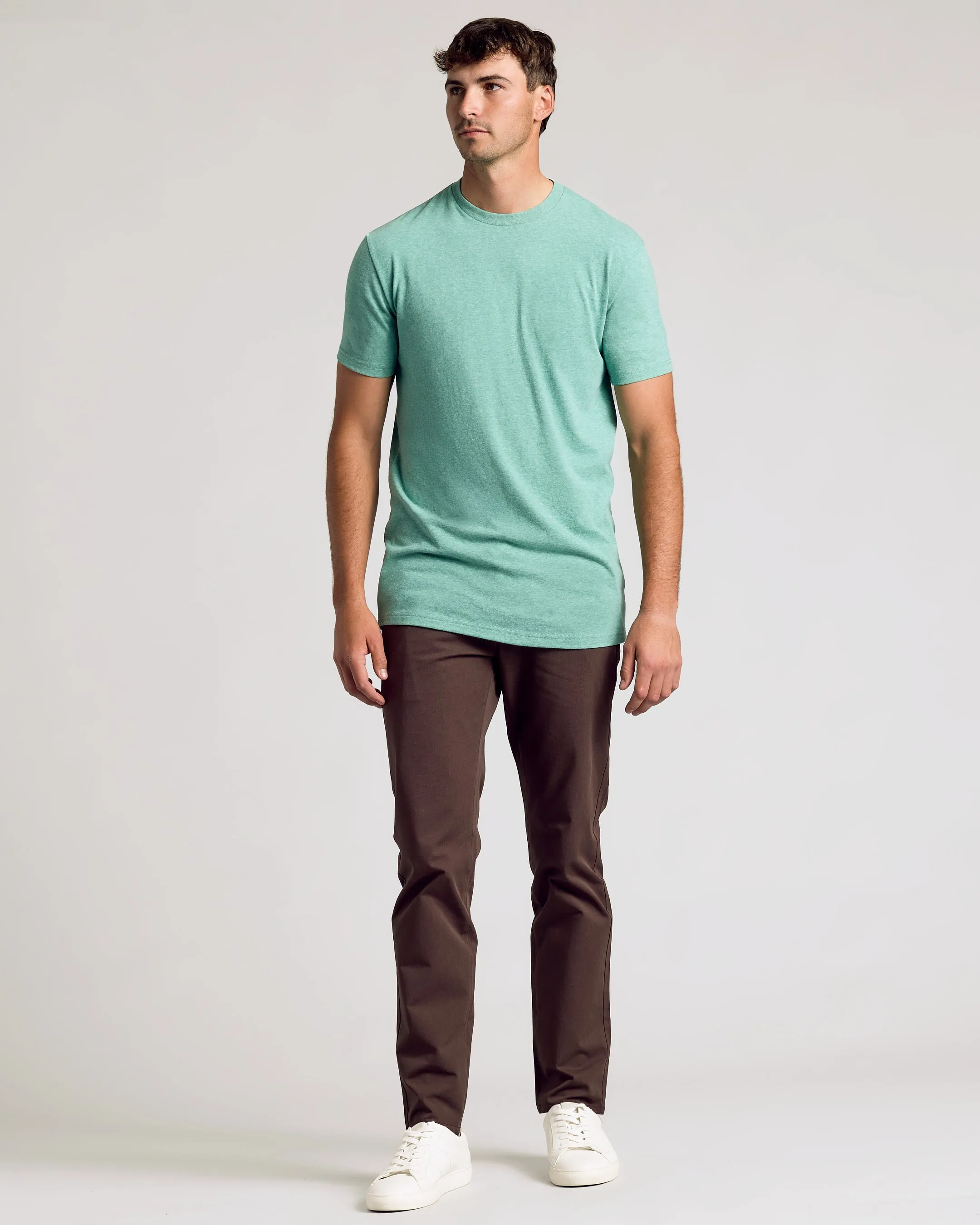 Light Heather Greenery Tall Straight Hem Crew Neck T-Shirt