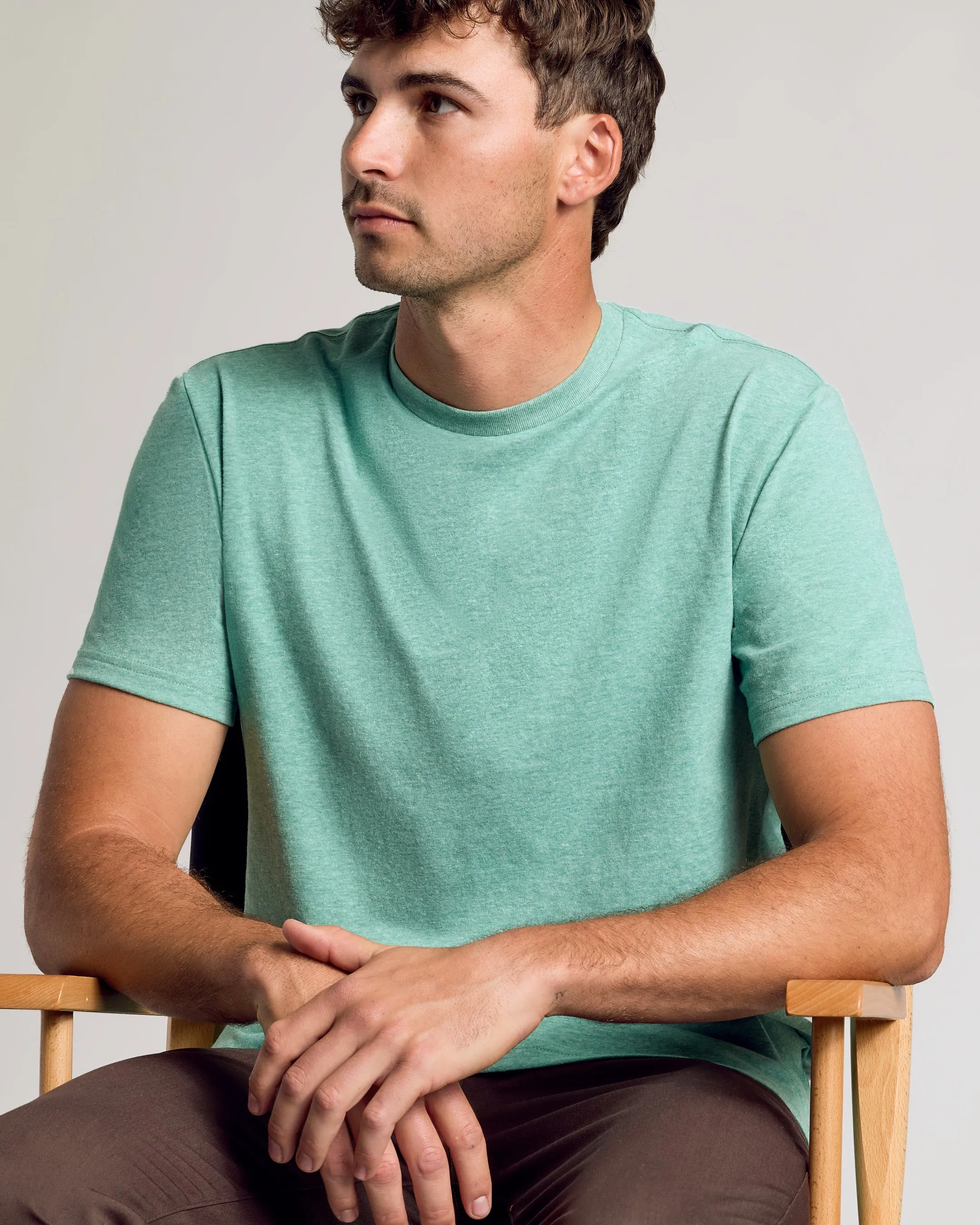 Light Heather Greenery Tall Straight Hem Crew Neck T-Shirt