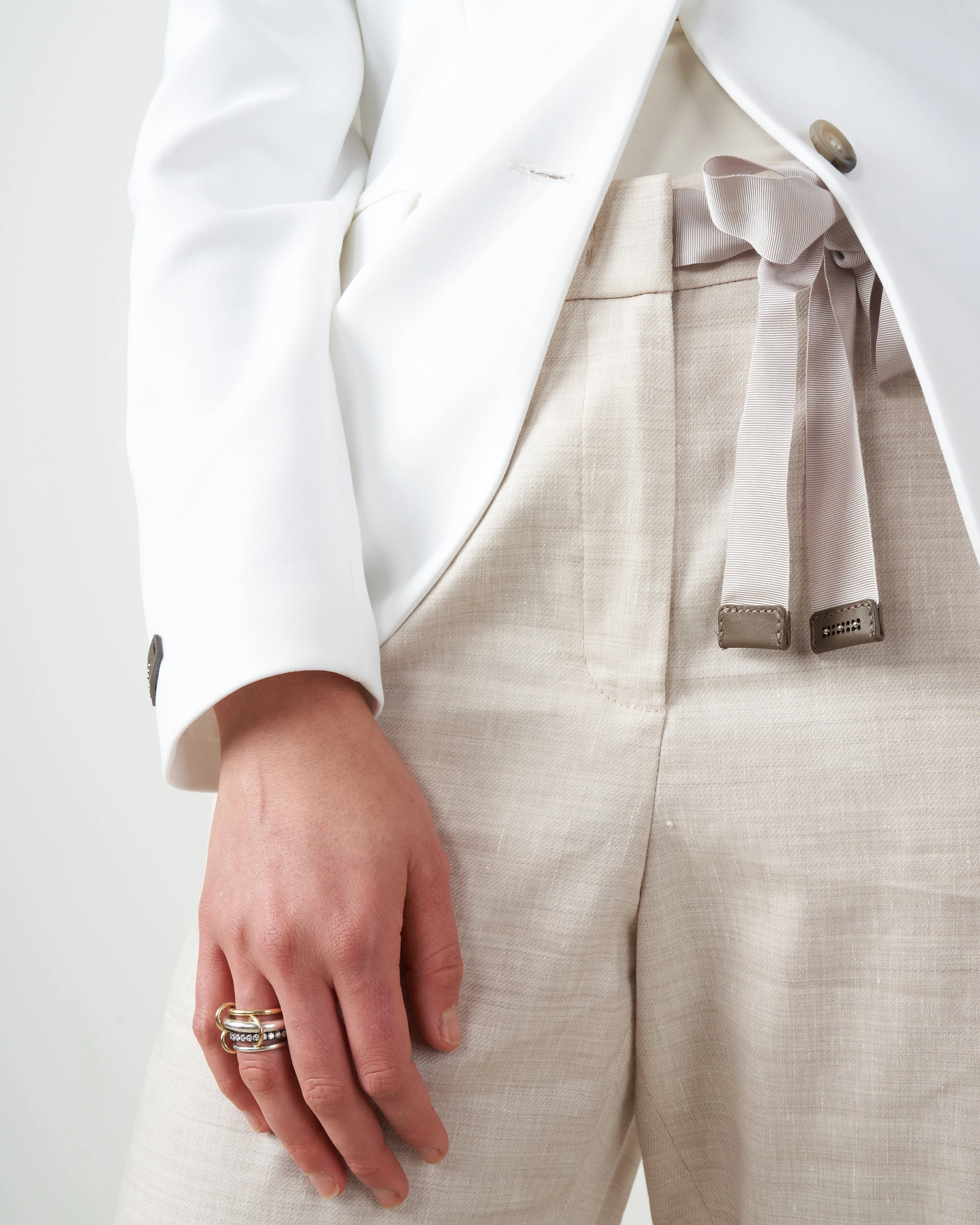 linen gab easy pant with tie - stone