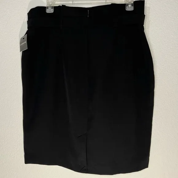 Liz Claiborne Career Black Gingham Garden Gathered Belted Waist Stretch Skirt