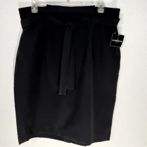 Liz Claiborne Career Black Gingham Garden Gathered Belted Waist Stretch Skirt