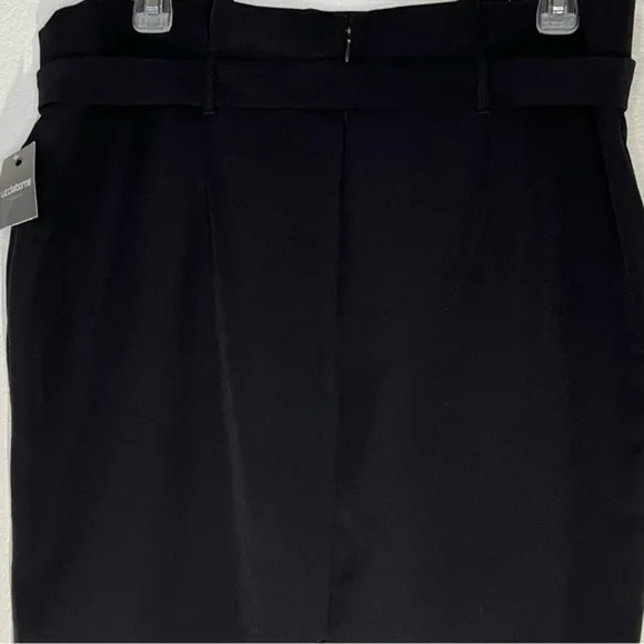 Liz Claiborne Career Black Gingham Garden Gathered Belted Waist Stretch Skirt
