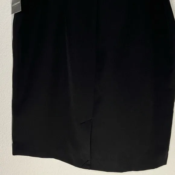 Liz Claiborne Career Black Gingham Garden Gathered Belted Waist Stretch Skirt