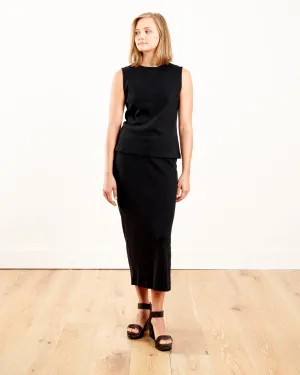 long skirt w/side slit - black