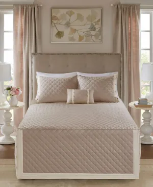 Madison Park Breanna Quilted 4-Pc. Bedspread Set Diamond Khaki Brown Queen