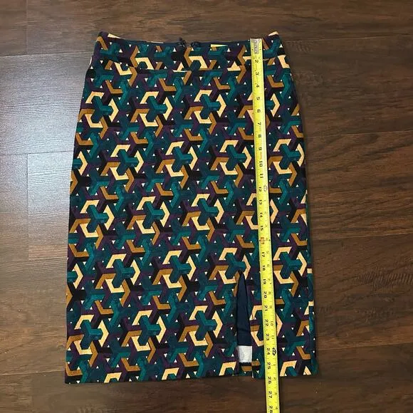 Maeve Anthropologie teal, purple &amp; tan pencil skirt size M