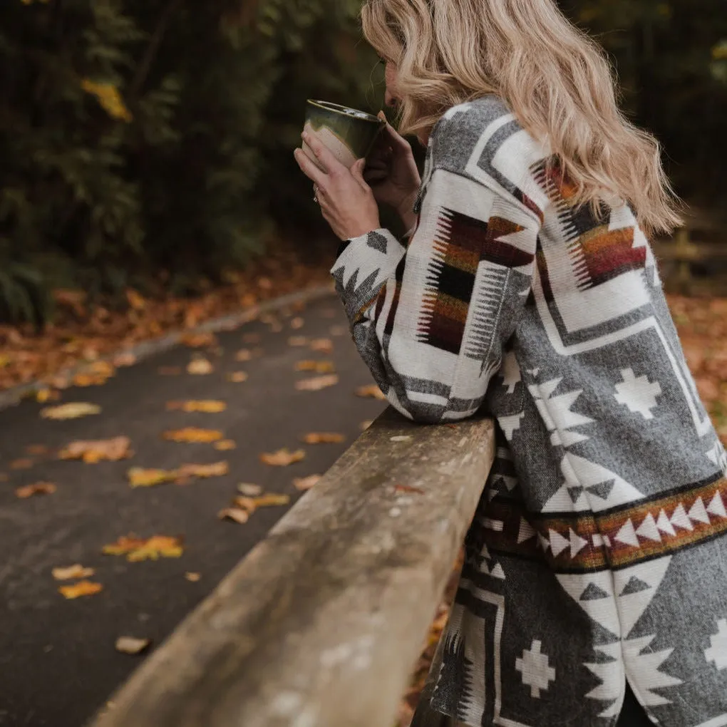 Mindo Aztec Jacket // Grey/Black/Red