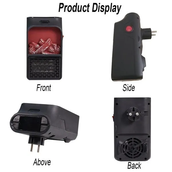 Mini Flame Heater Fan Electric Remote Control Fireplace Timer Space For Home/Office/Travel