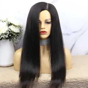 Minimal Leave Out Silky Straight Human Hair U Part/V Part Wig