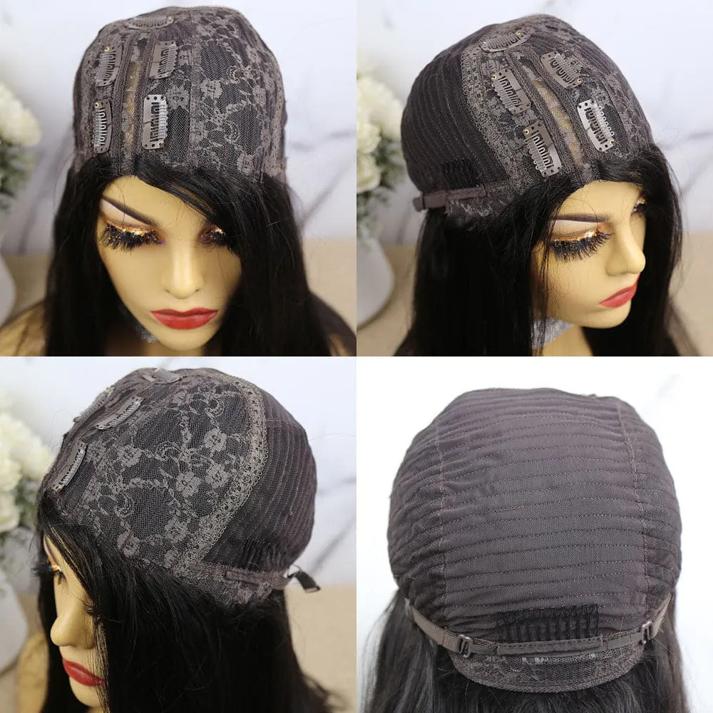 Minimal Leave Out Silky Straight Human Hair U Part/V Part Wig