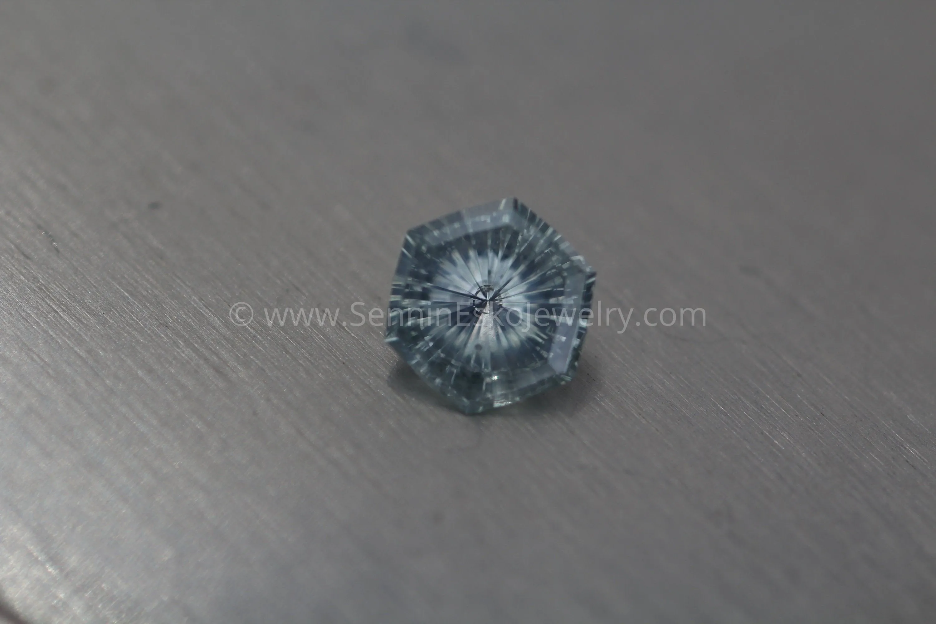 Montana Sapphire 6.8mm, 1.25 Carats - Fantasy Cut Hexagon Sapphire - Untreated El Dorado bar Montana Sapphire