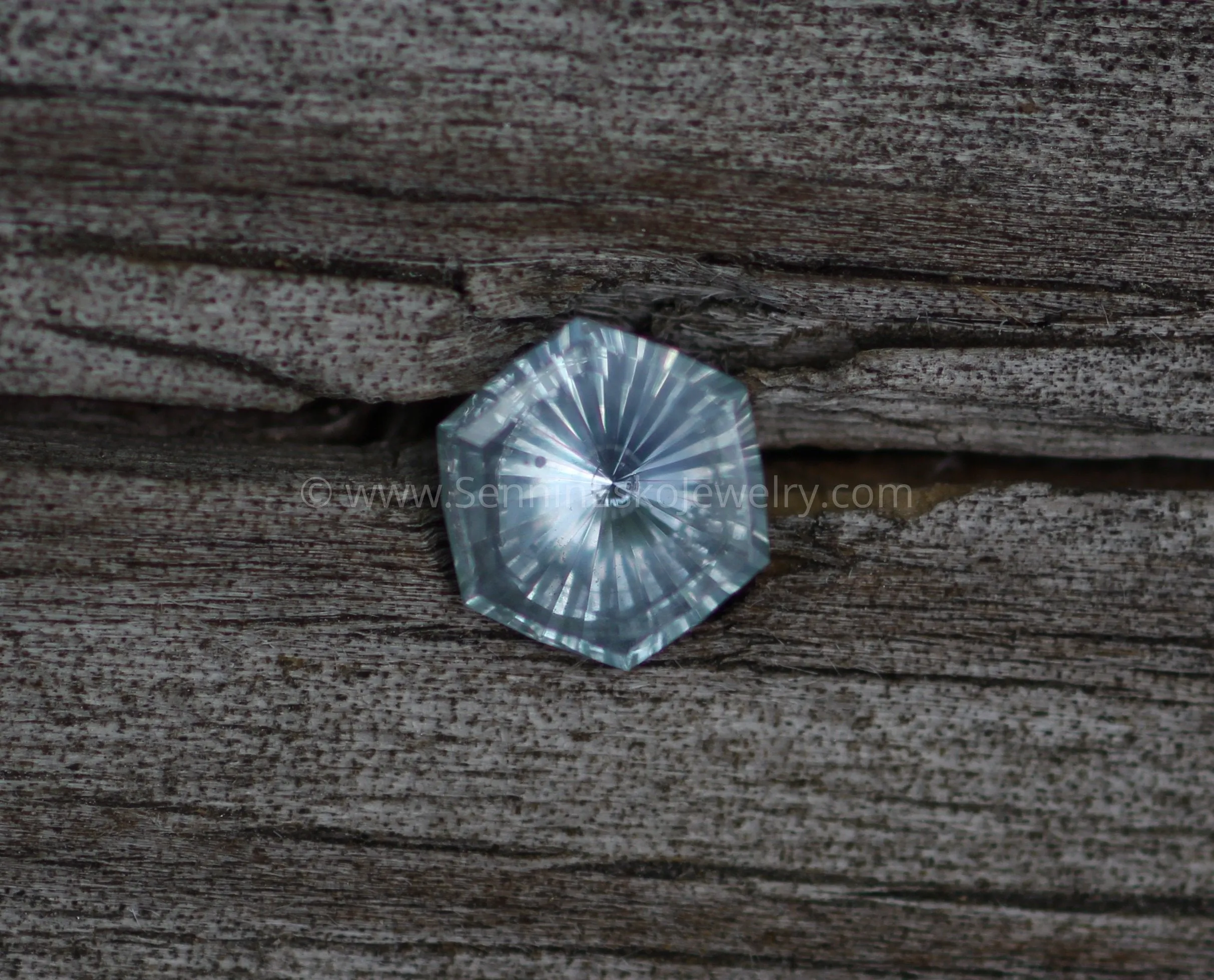 Montana Sapphire 6.8mm, 1.25 Carats - Fantasy Cut Hexagon Sapphire - Untreated El Dorado bar Montana Sapphire