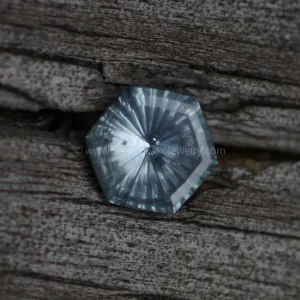 Montana Sapphire 6.8mm, 1.25 Carats - Fantasy Cut Hexagon Sapphire - Untreated El Dorado bar Montana Sapphire