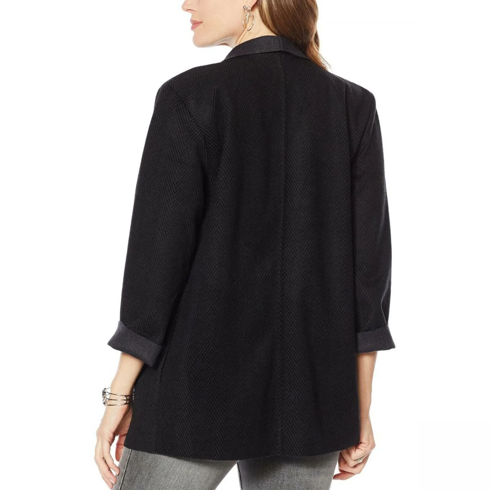 MOTTO Women's Plus Size Herringbone Cardigan