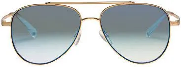 New Le Specs EVERMORE | BRIGHT GOLD/BLUE LENS Aviator Sunglasses, Unisex! Retail $125 w/tx