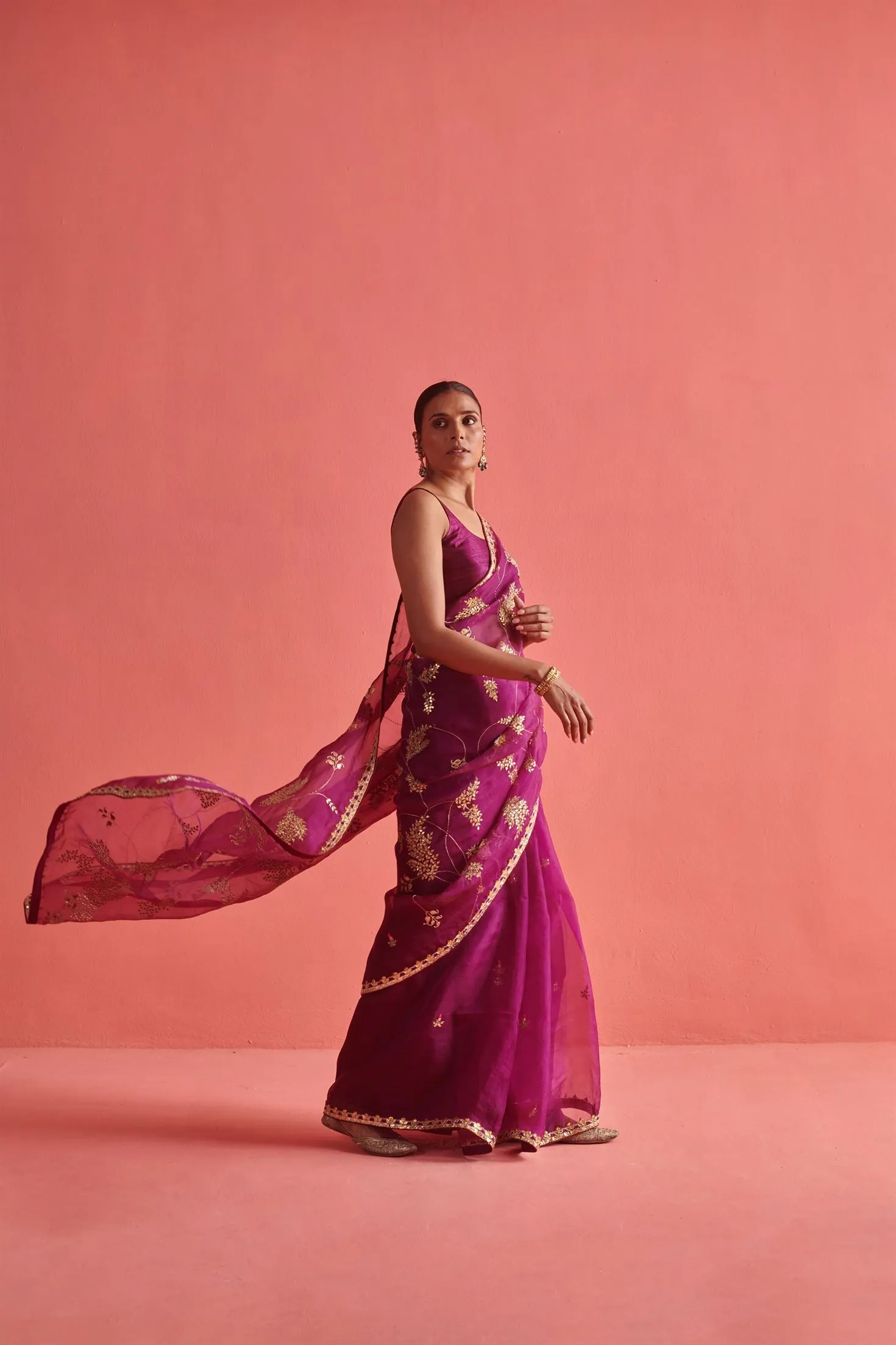 New Season Festive 2024-Saree-Organza/Mashru Silk 3pcs Wine-AS101-Fashion Wedding Edit Aarti Sethia