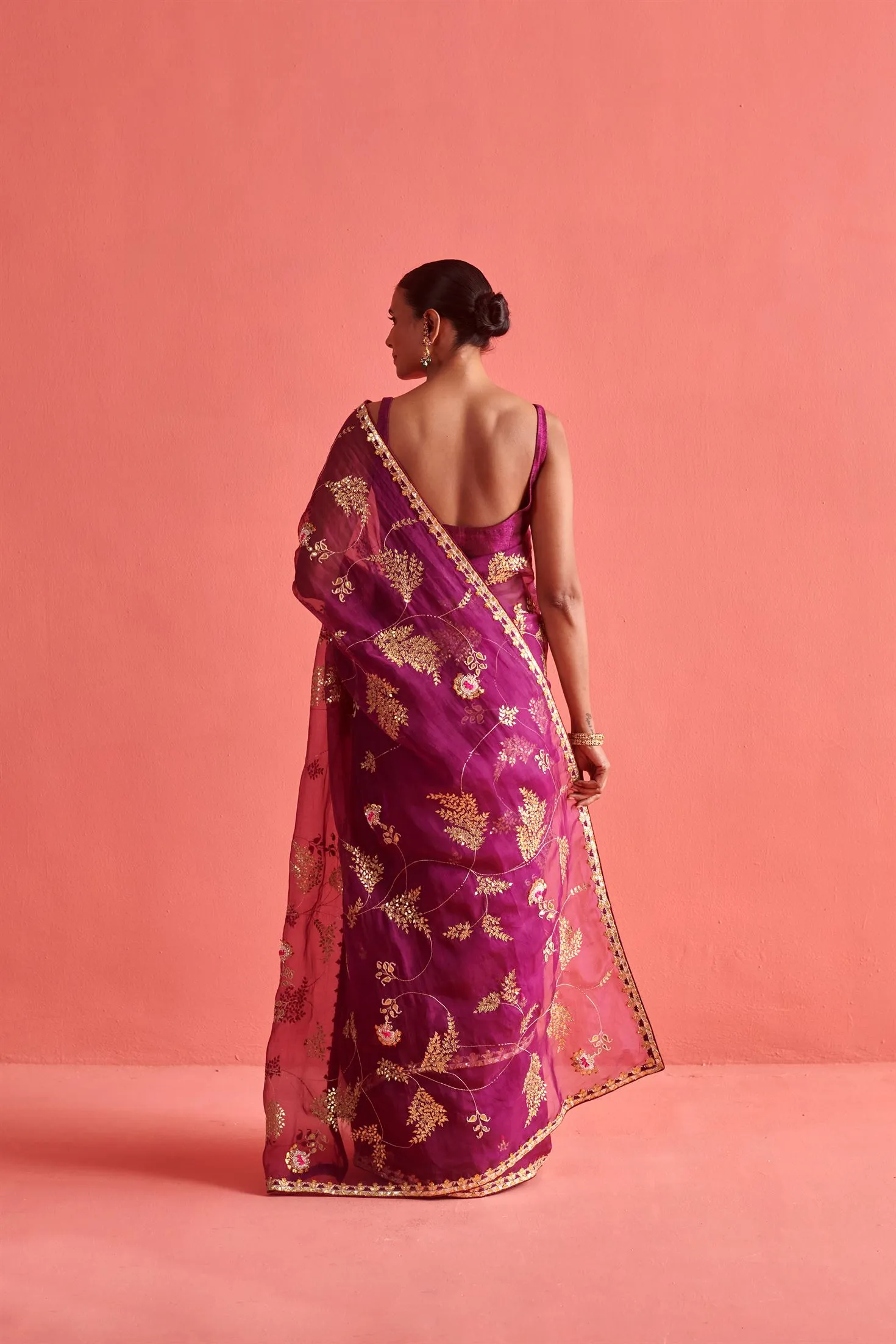 New Season Festive 2024-Saree-Organza/Mashru Silk 3pcs Wine-AS101-Fashion Wedding Edit Aarti Sethia