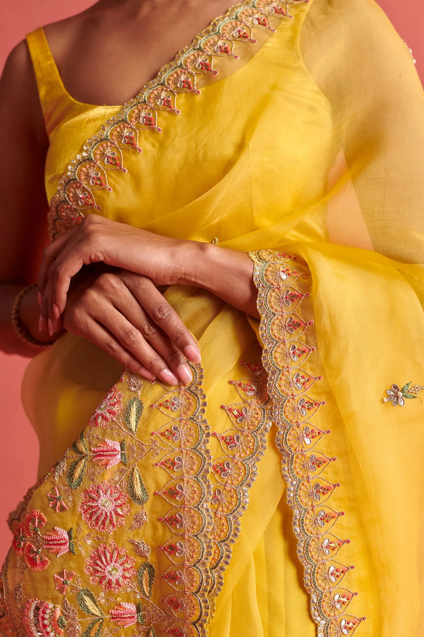 New Season Festive 2024-Saree-Organza/Mashru Silk 3pcs Yellow-AS104-Fashion Wedding Edit Aarti Sethia
