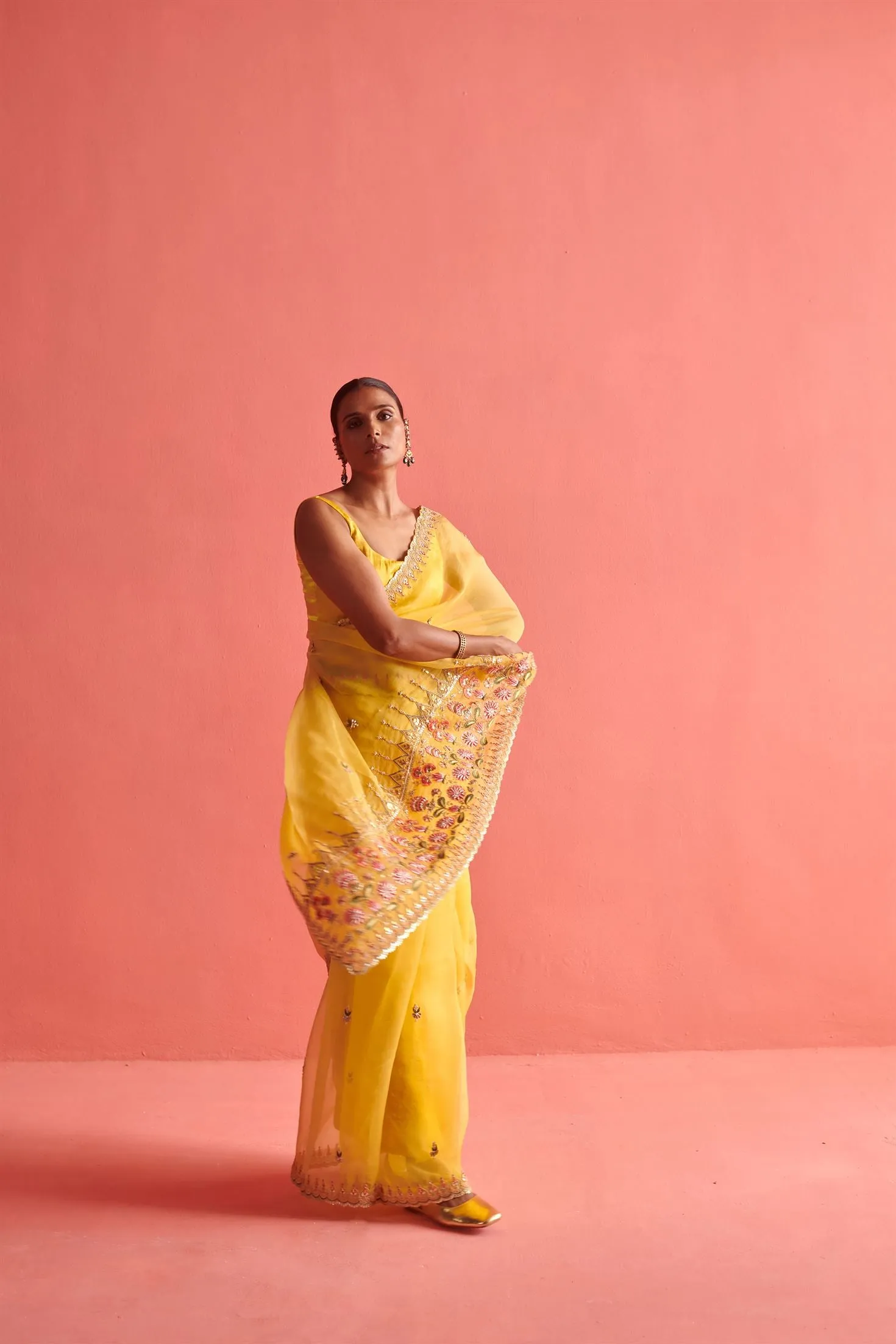 New Season Festive 2024-Saree-Organza/Mashru Silk 3pcs Yellow-AS104-Fashion Wedding Edit Aarti Sethia