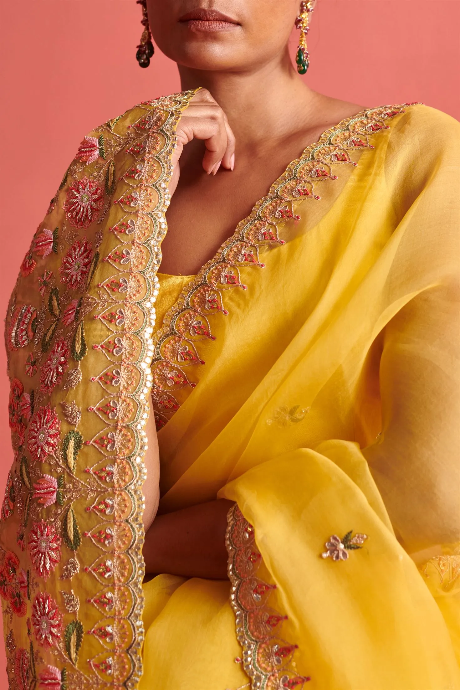 New Season Festive 2024-Saree-Organza/Mashru Silk 3pcs Yellow-AS104-Fashion Wedding Edit Aarti Sethia