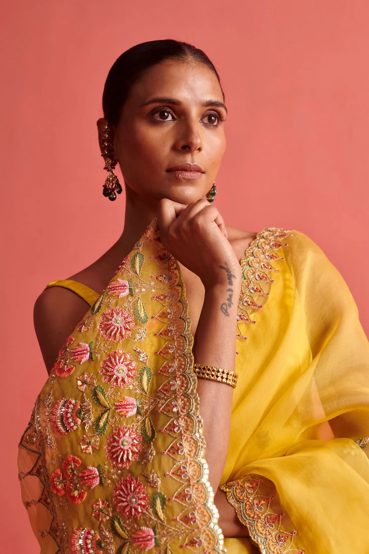 New Season Festive 2024-Saree-Organza/Mashru Silk 3pcs Yellow-AS104-Fashion Wedding Edit Aarti Sethia