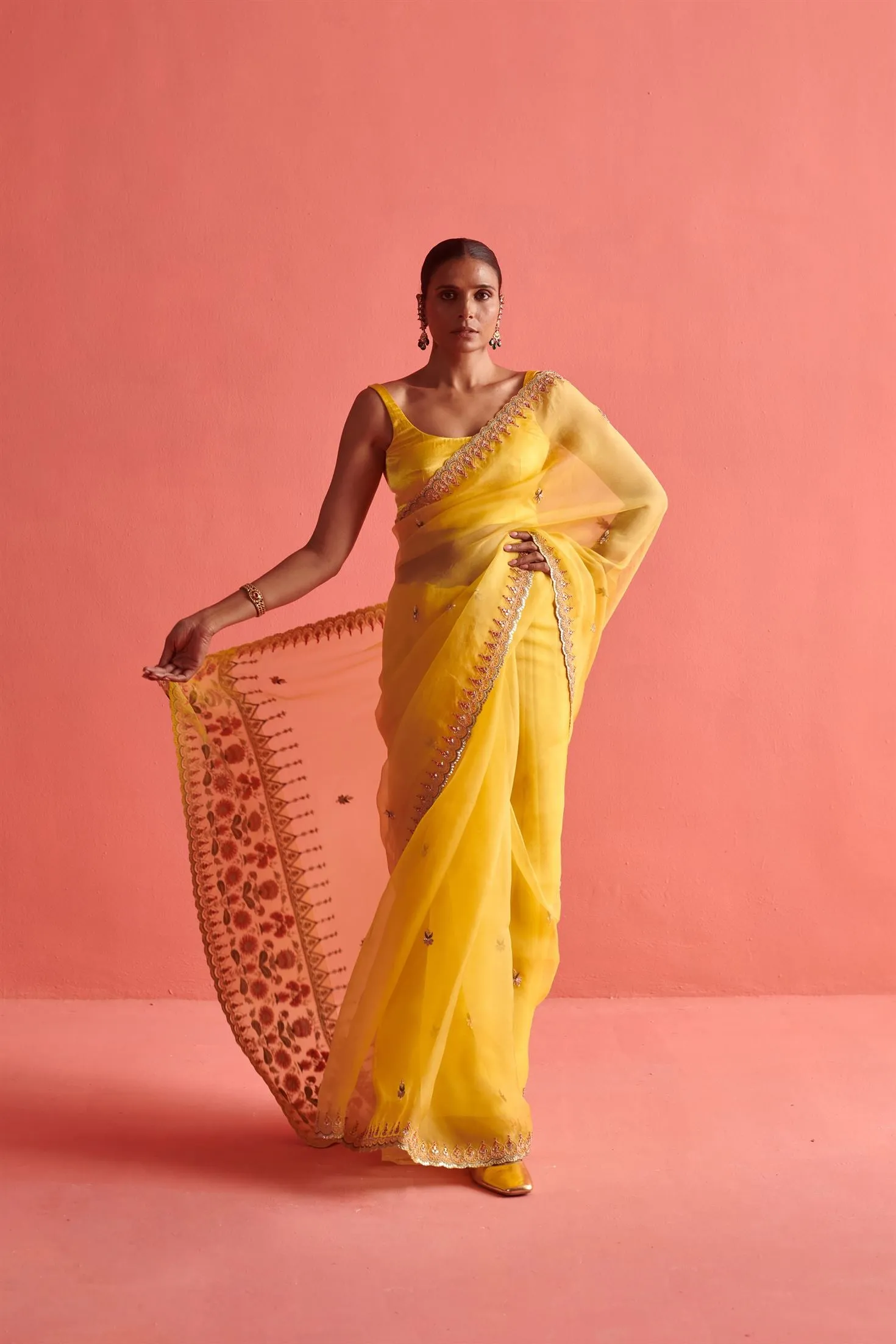 New Season Festive 2024-Saree-Organza/Mashru Silk 3pcs Yellow-AS104-Fashion Wedding Edit Aarti Sethia
