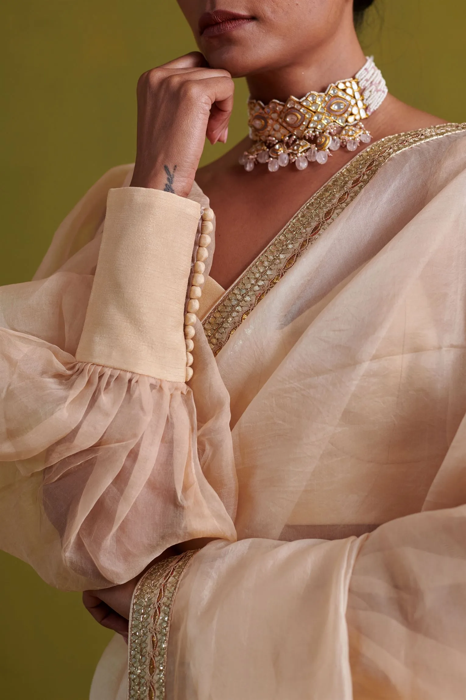 New Season Festive 2024-Saree-Organza/Raw Silk 3pcs Beige-AS107-Fashion Wedding Edit Aarti Sethia