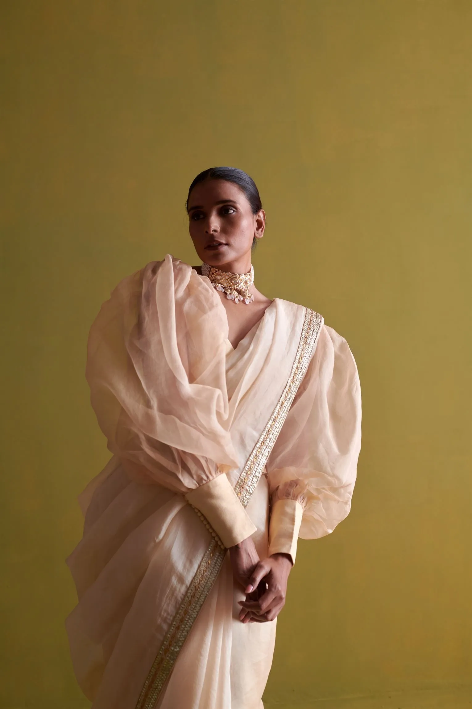 New Season Festive 2024-Saree-Organza/Raw Silk 3pcs Beige-AS107-Fashion Wedding Edit Aarti Sethia