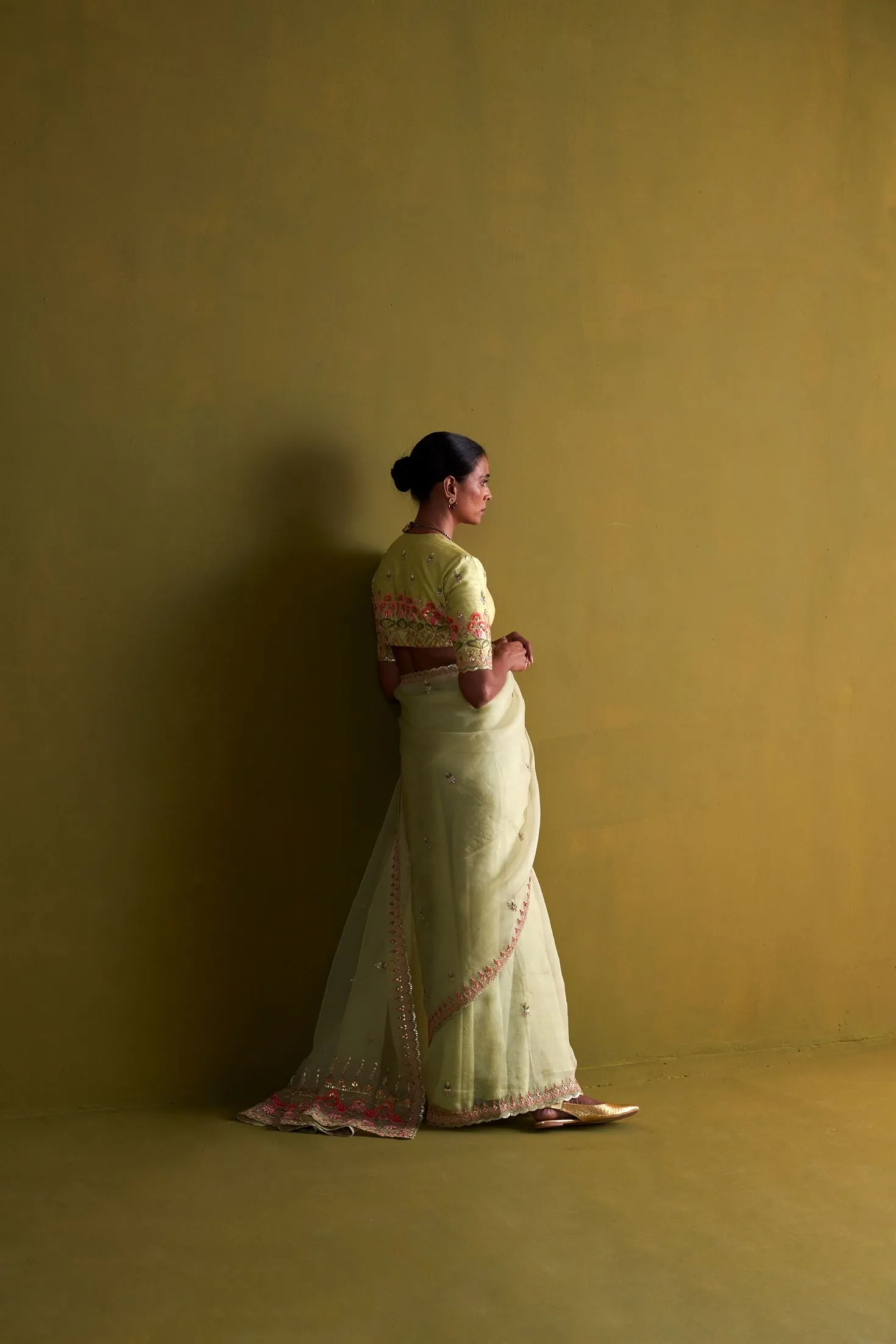 New Season Festive 2024-Saree-Organza/Raw Silk 3pcs Pista Green-AS106-Fashion Wedding Edit Aarti Sethia