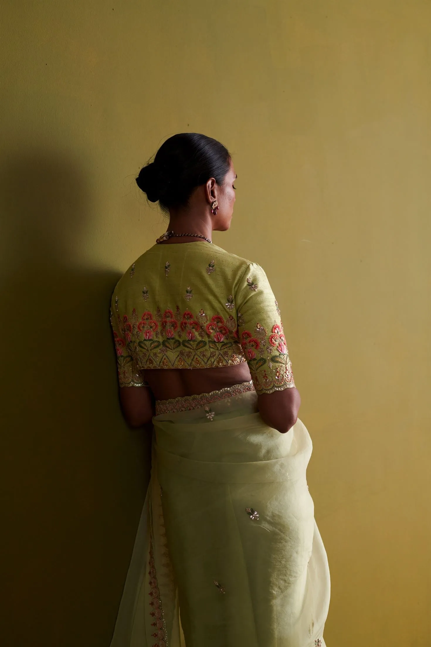 New Season Festive 2024-Saree-Organza/Raw Silk 3pcs Pista Green-AS106-Fashion Wedding Edit Aarti Sethia
