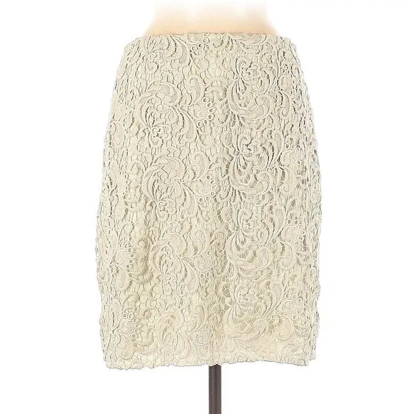NWT Magaschoni Ivory Crochet Lace Vintage Boho Pencil Skirt