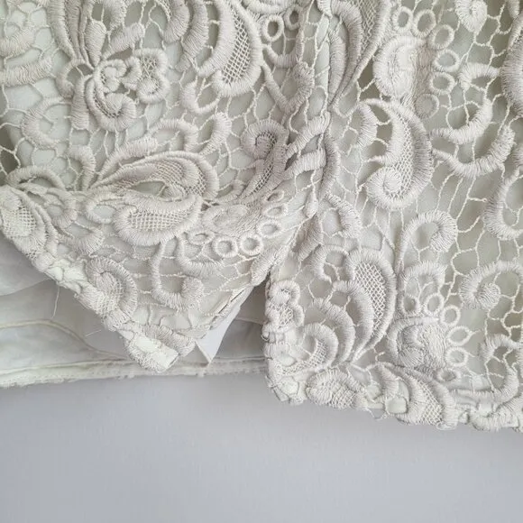 NWT Magaschoni Ivory Crochet Lace Vintage Boho Pencil Skirt