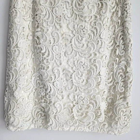 NWT Magaschoni Ivory Crochet Lace Vintage Boho Pencil Skirt