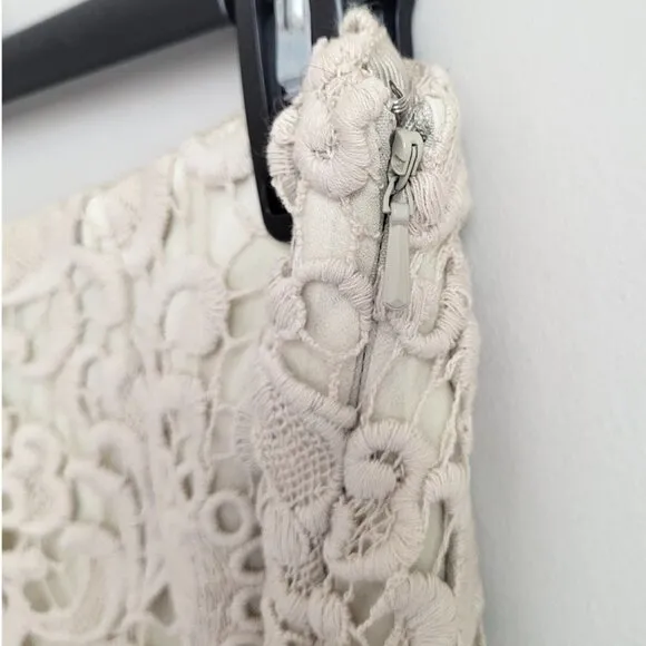 NWT Magaschoni Ivory Crochet Lace Vintage Boho Pencil Skirt