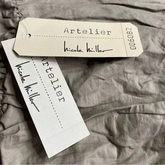 NWT Artelier Nicole Miller Khaki Ruched Bow Skirt Size 6