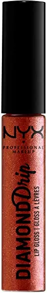 NYX PROFESSIONAL MAKEUP Diamond Drip Lip Gloss - Spark Of Magic, Sheer Orange Base With Pink Glitter Shift