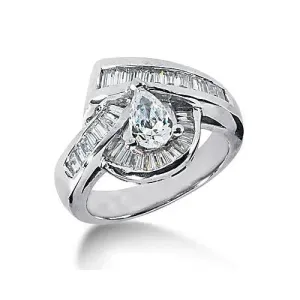 Pear Cut Real Natural Earth Mined Diamond Engagement Fancy Ring 3.50 Ct. White Gold 14K