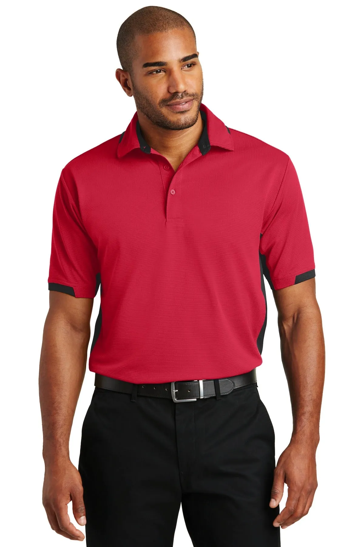 Port Authority Dry Zone Colorblock Ottoman Polo. K524 Engine Red/ Black