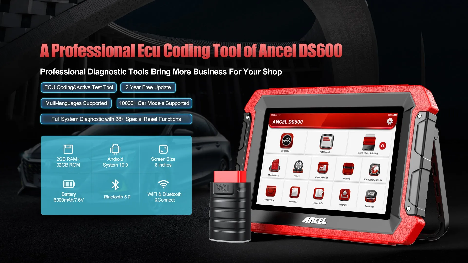 Professional Scan Tool Ancel DS600 Bi-directional ECU Coding 34  Specials