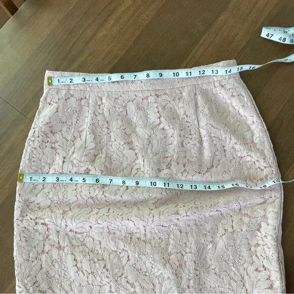 Rachel Parcell | Women’s Pencil Skirt Pink Venetian Lace High Waist Floral Rose