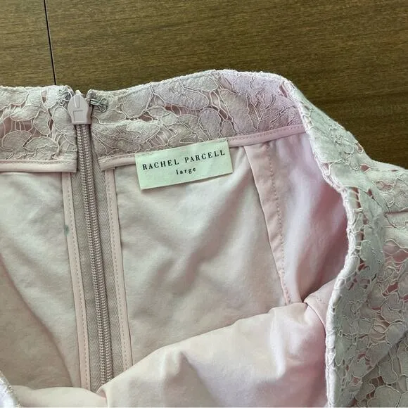 Rachel Parcell | Women’s Pencil Skirt Pink Venetian Lace High Waist Floral Rose